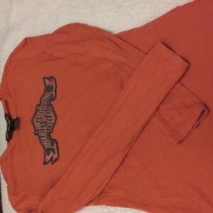 Harley Davidson reddish pink black logo long sleeve shirt size S like New